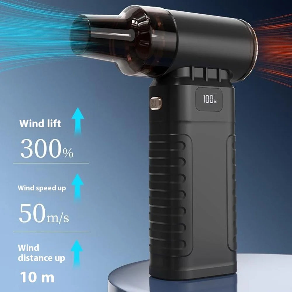 Handheld USB Rechargeable Mini Fan Portable Wireless Dust Blower for Car  /  Home 90000RPM High Speed Turbo - Black - 2