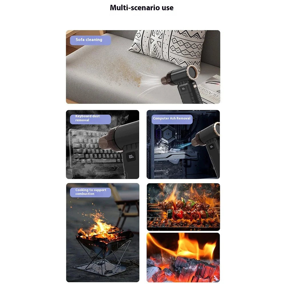 Handheld USB Rechargeable Mini Fan Portable Wireless Dust Blower for Car  /  Home 90000RPM High Speed Turbo - Black - 5