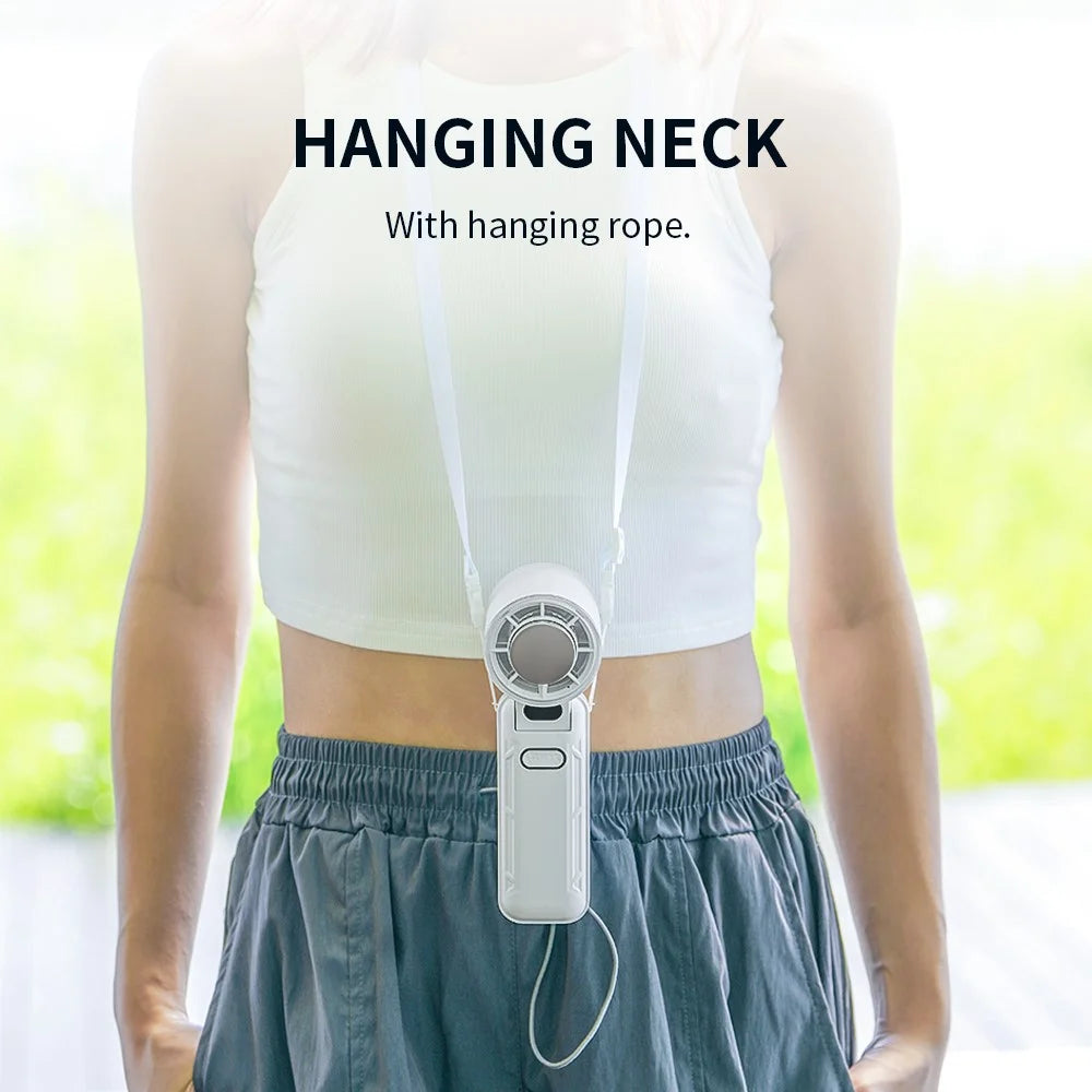 RD21 USB Handheld Fan Rechargeable Turbo Folding Mini Fan Portable Desktop Cooling Fan - White - 3