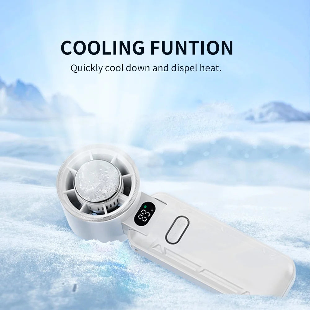 RD21 USB Handheld Fan Rechargeable Turbo Folding Mini Fan Portable Desktop Cooling Fan - White - 5