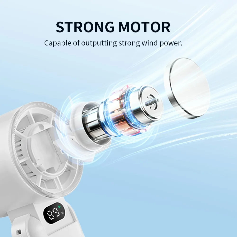 RD21 USB Handheld Fan Rechargeable Turbo Folding Mini Fan Portable Desktop Cooling Fan - White - 6