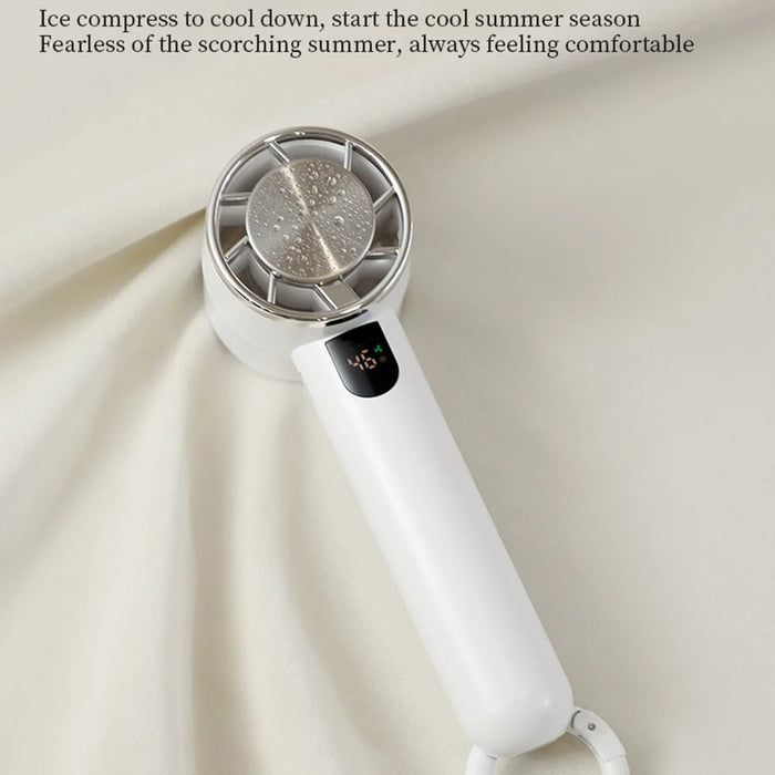 U-32 Handheld Cooling Fan Digital Display Portable Mini Desktop Fan for Home / Outdoor - White - 7