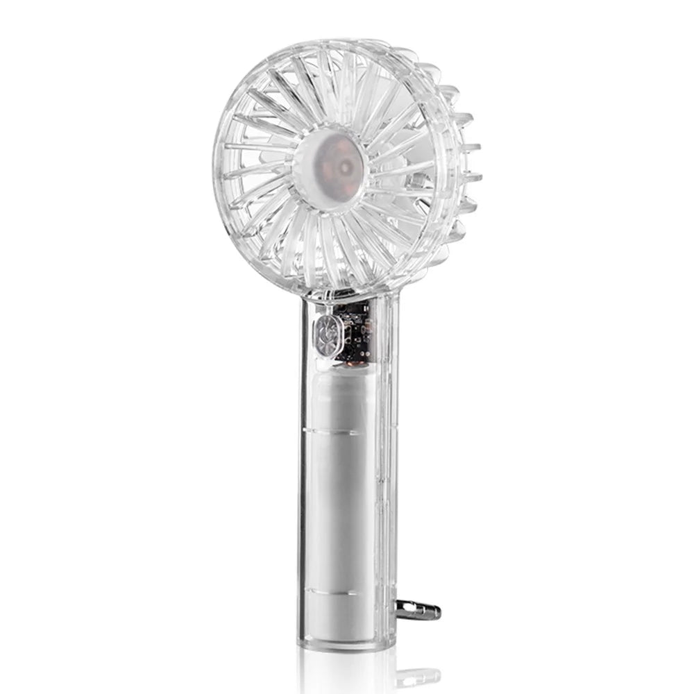 WT-T29 Transparent Mini Fan USB Rechargeable Portable Handheld Fan for Outdoor Hiking - White - 1