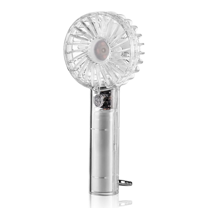 WT-T29 Transparent Mini Fan USB Rechargeable Portable Handheld Fan for Outdoor Hiking - White - 1