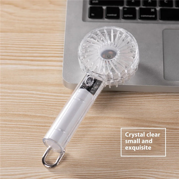 WT-T29 Transparent Mini Fan USB Rechargeable Portable Handheld Fan for Outdoor Hiking - White - 4