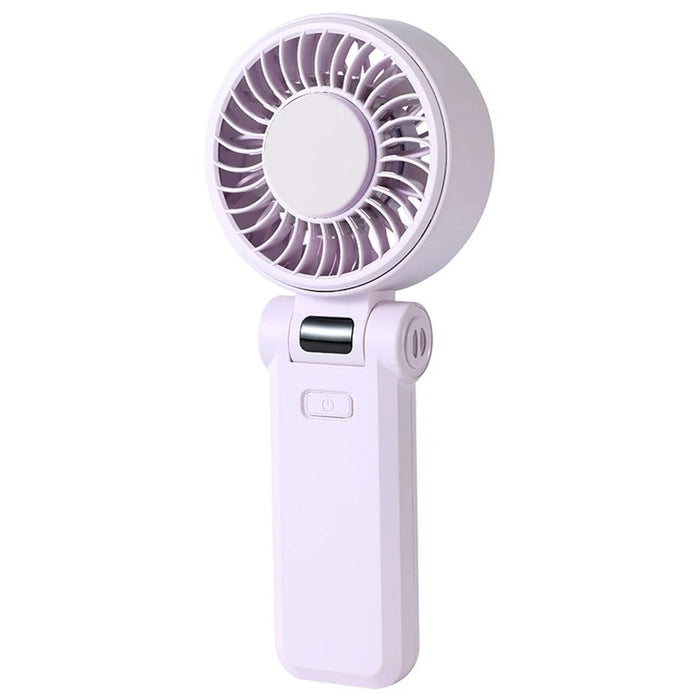Z35 Folding Cooling Fan USB Rechargeable Handheld Fan with Digital Display / 5 Speed Settings - Purple - 1
