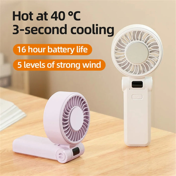 Z35 Folding Cooling Fan USB Rechargeable Handheld Fan with Digital Display / 5 Speed Settings - Purple - 3