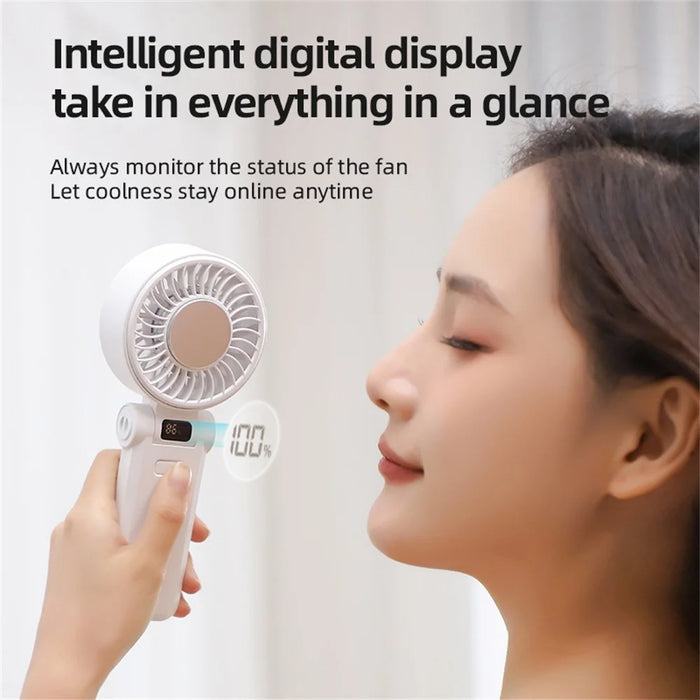 Z35 Folding Cooling Fan USB Rechargeable Handheld Fan with Digital Display / 5 Speed Settings - Purple - 6