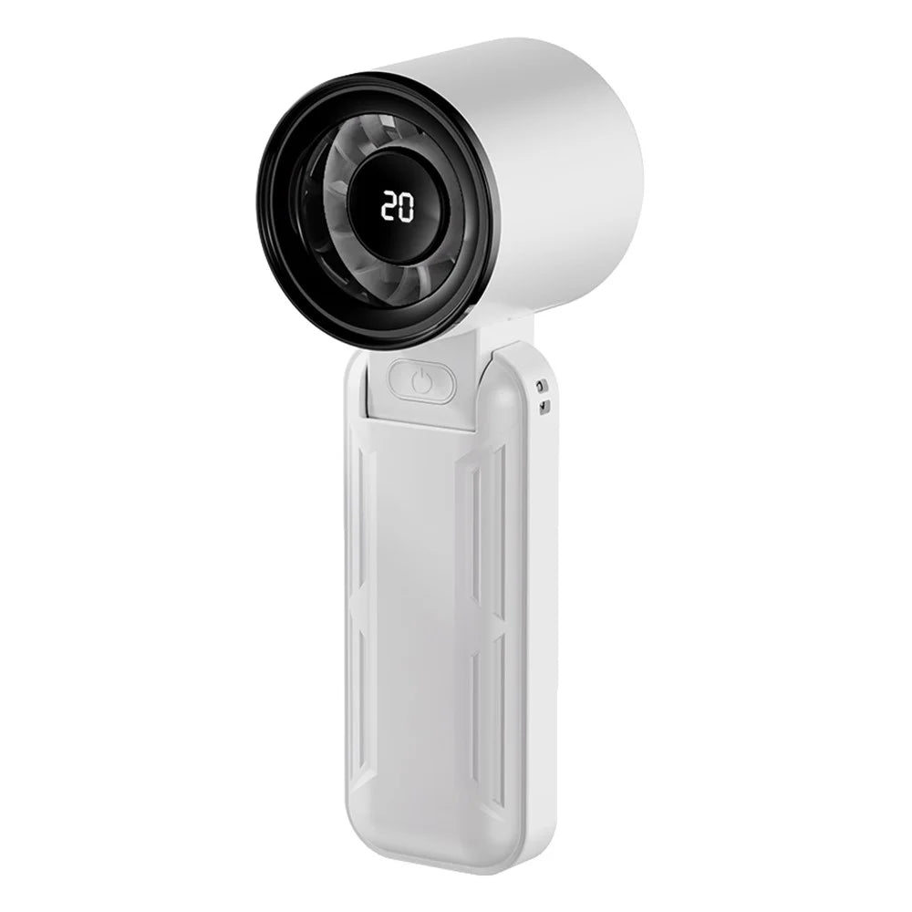 RD18 Handheld Fan Portable Folding Cooling Fan with 5-Speed Adjustable for Outdoor Use - White - 1
