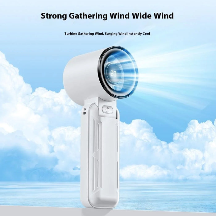 RD18 Handheld Fan Portable Folding Cooling Fan with 5-Speed Adjustable for Outdoor Use - White - 6