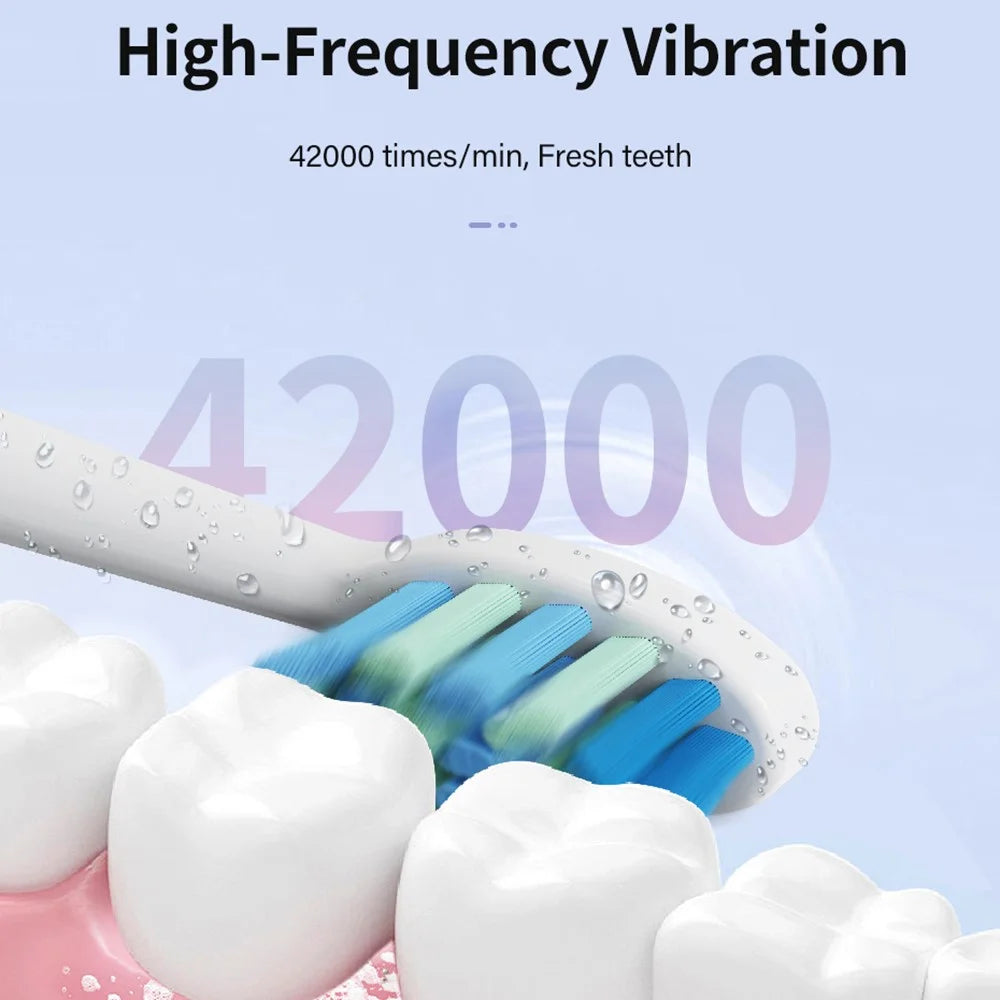T13 IPX7 Waterproof Soft Bristles Rechargeable Sonic Electric Toothbrush for Adults with 8 Brush Heads - Black - 5