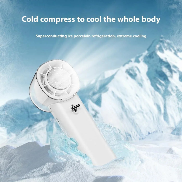 G11 Handheld Fan Digital Display USB Rechargeable High Speed Turbo Bladeless Foldable Desktop Fan - White - 2