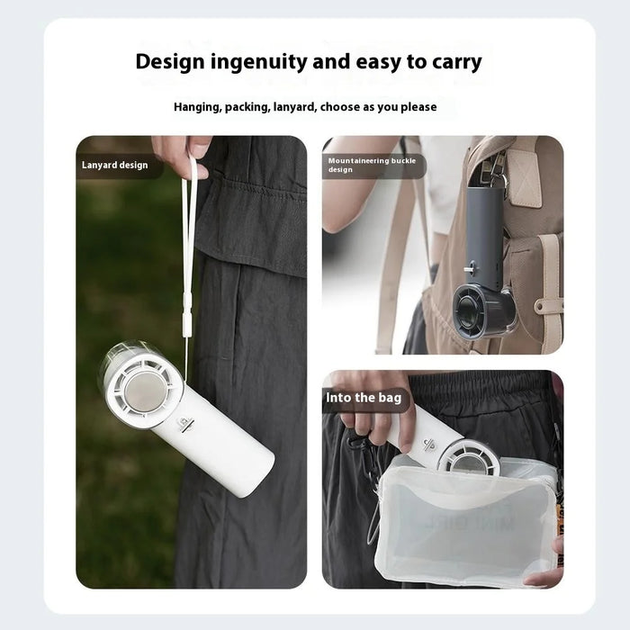 G10 Handheld Fan USB Rechargeable Turbo Bladeless Desktop Folding Fan with Cold Compress Function - White - 7