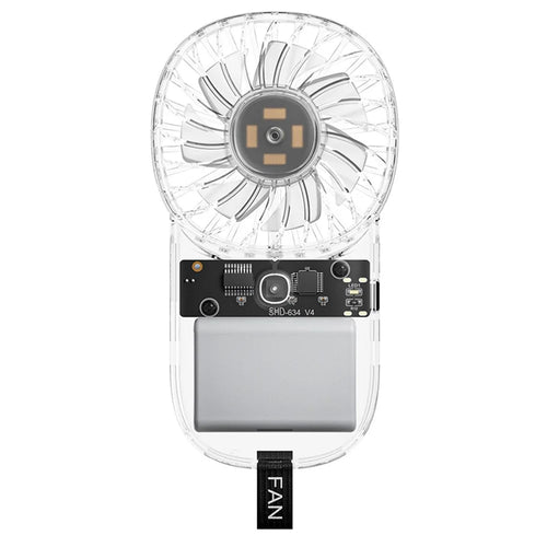 N19 Handheld Fan USB Rechargeable 5 Speeds Transparent Mini Fan with Colorful LED Light - White - 1