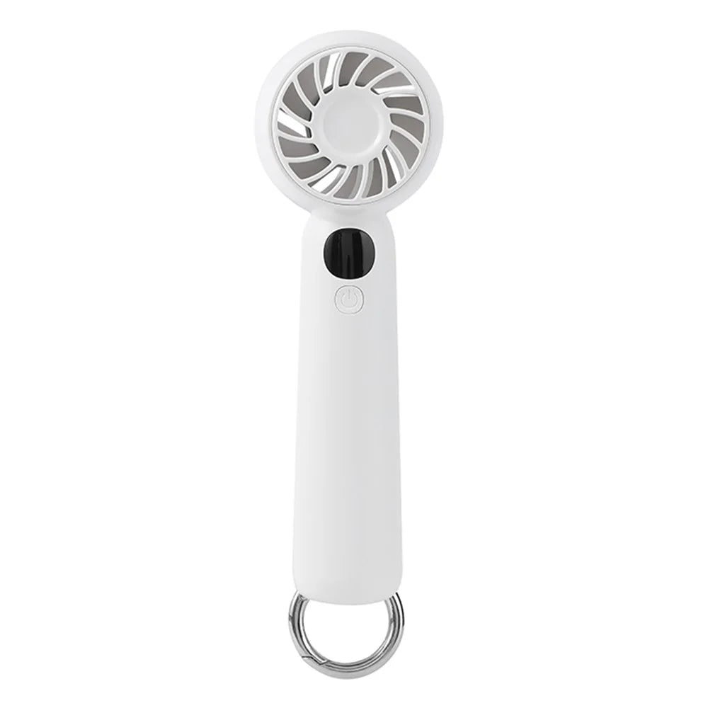 L08 5 Speeds Adjustable Mini Handheld Fan USB Rechargeable Digital Display Portable Desk Fan with Hook - White - 1