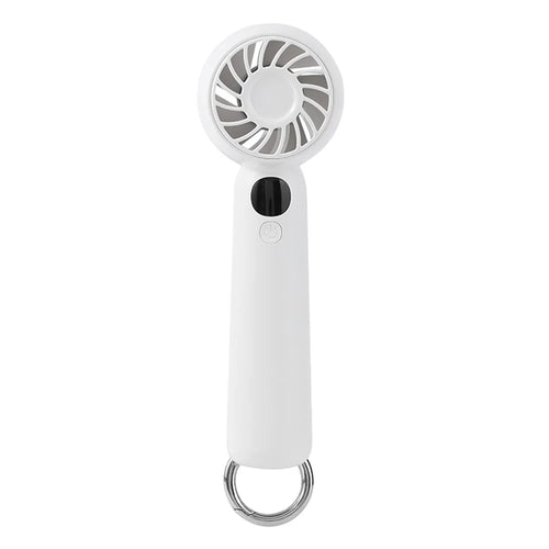 L08 5 Speeds Adjustable Mini Handheld Fan USB Rechargeable Digital Display Portable Desk Fan with Hook - White - 1