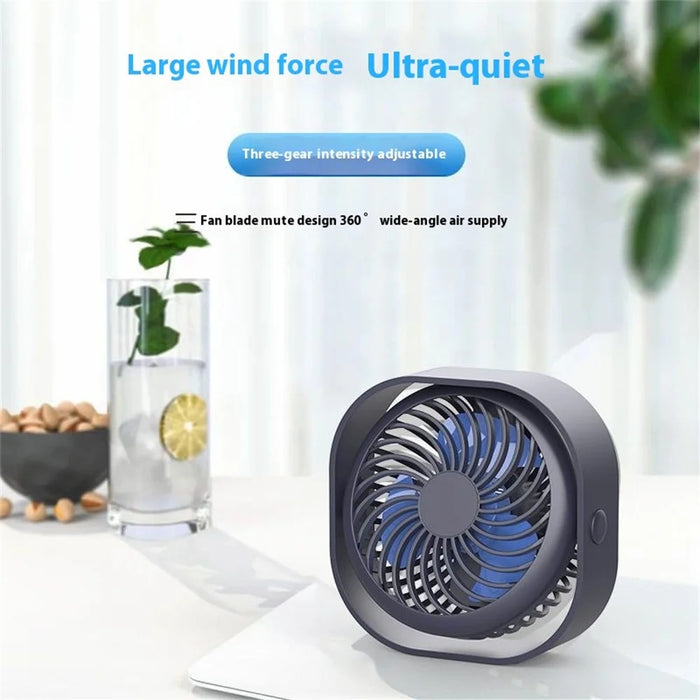 F008 3 Speeds USB Rechargeable Desktop Mini Fan Portable Summer Cooling Fan for Office Home - Blue - 2