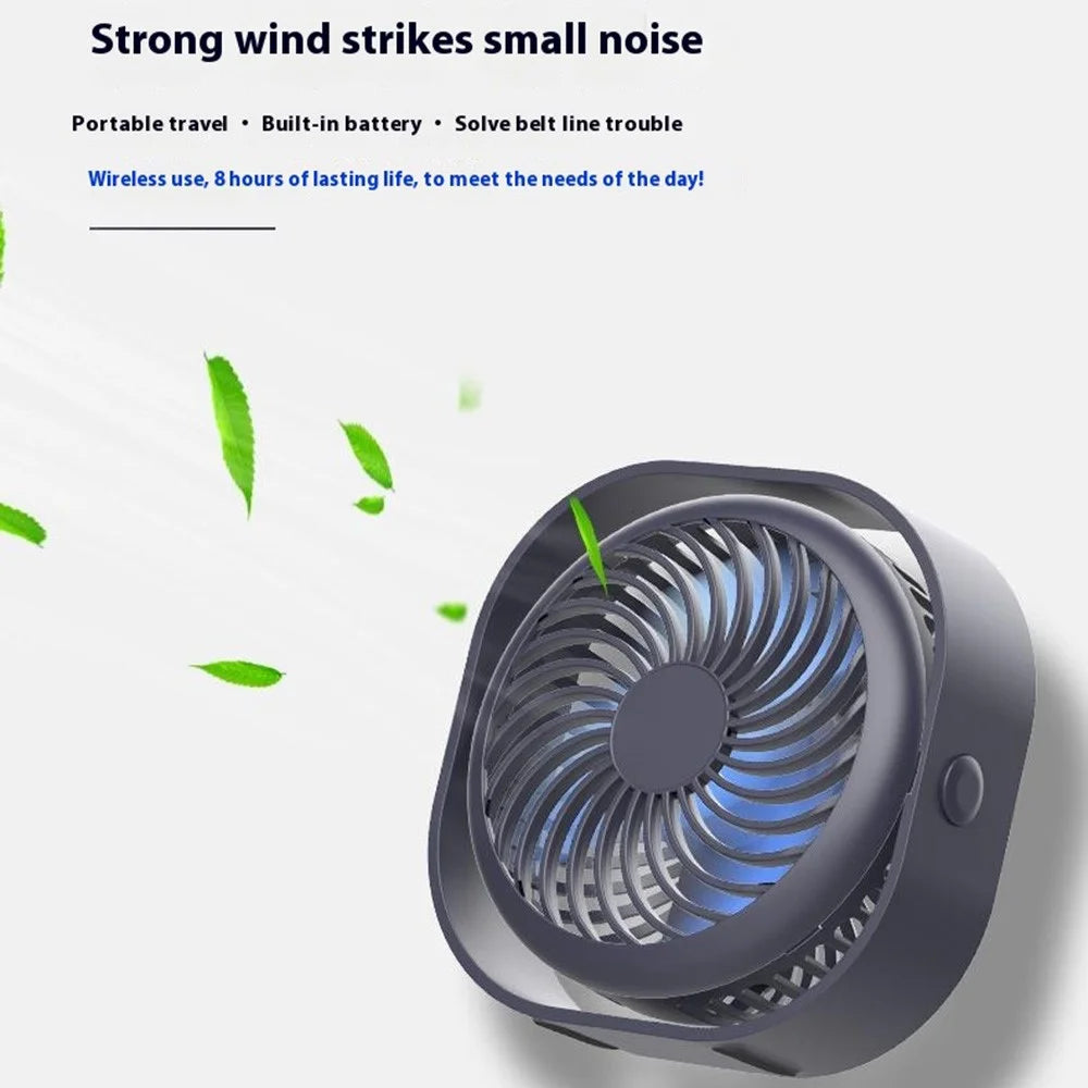F008 3 Speeds USB Rechargeable Desktop Mini Fan Portable Summer Cooling Fan for Office Home - Blue - 3