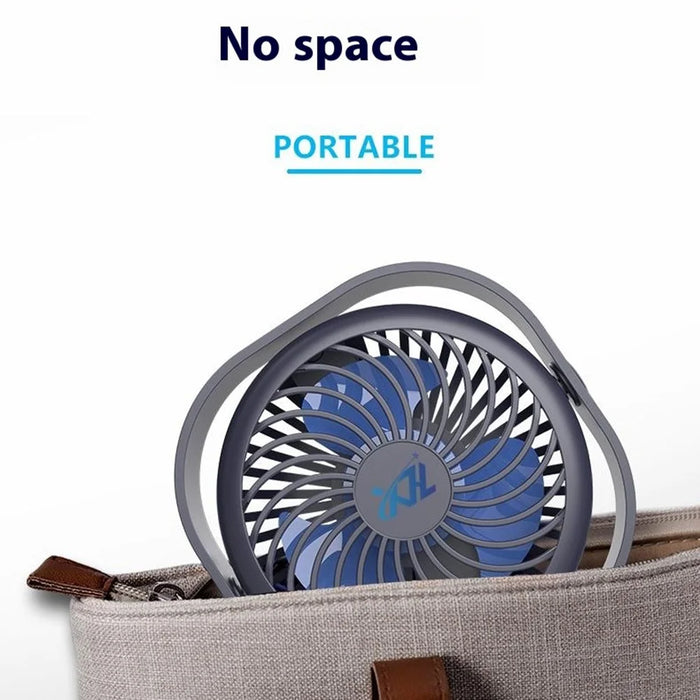 F008 3 Speeds USB Rechargeable Desktop Mini Fan Portable Summer Cooling Fan for Office Home - Blue - 6