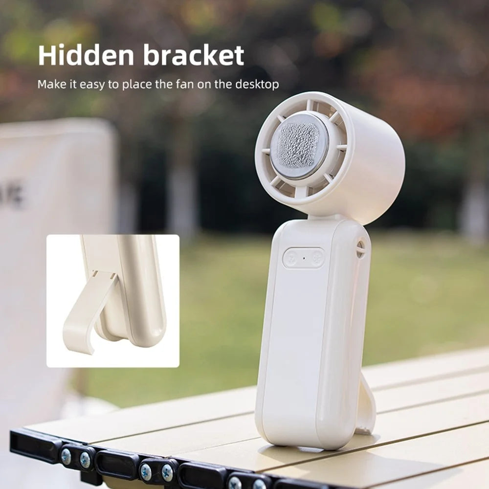 WH-10 Handheld Fan with Ice Cooler 100 Speed Adjustable Rechargeable 10500RPM Cooling Fan - Beige - 3