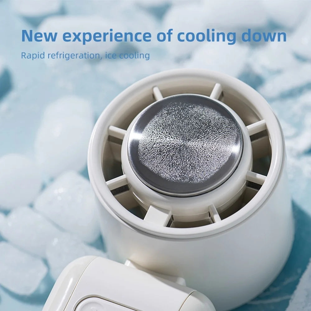WH-10 Handheld Fan with Ice Cooler 100 Speed Adjustable Rechargeable 10500RPM Cooling Fan - Beige - 6