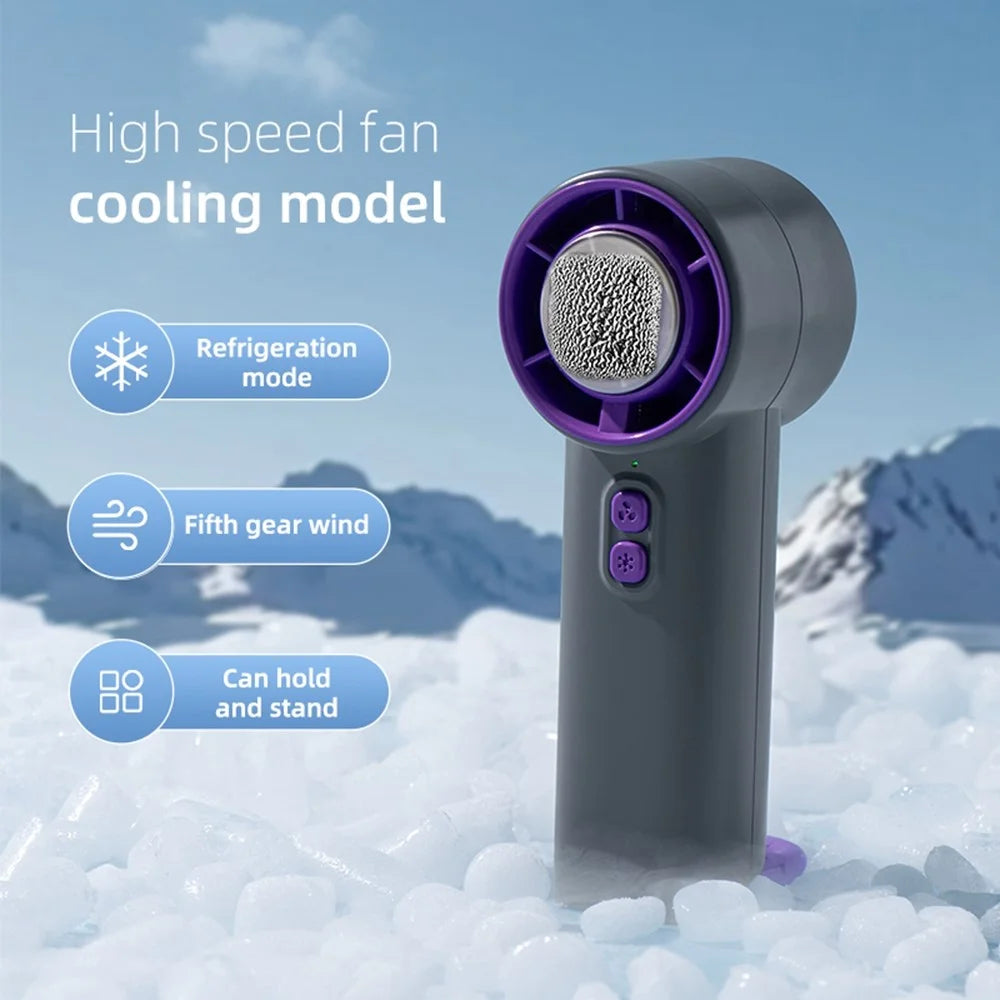WH-13 Handheld Fan 10500RPM 100 Speeds Cooling Ice Fan 3600mAh Battery Rechargeable Turbo Fan - Dark Grey - 3