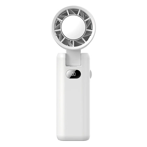 WT21 Handheld Turbo Fan with Ice 100 Speeds Rechargeable Digital Display Foldable Cooling Ice Fan - White - 1