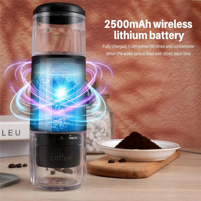 Portable Wireless Espresso Machine Electric Capsule Coffee Maker for Outdoor / Car / Home Use (BPA Free, No FDA) - Black - 3