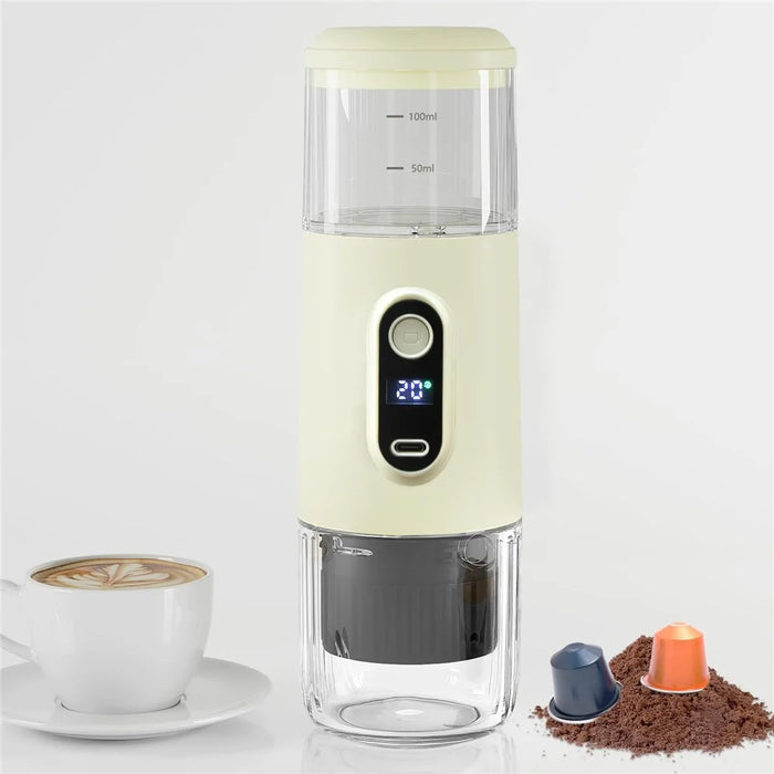 Portable Wireless Espresso Machine Outdoor Car Home Electric Compact Capsule Coffee Maker (BPA Free, No FDA) - Beige - 2