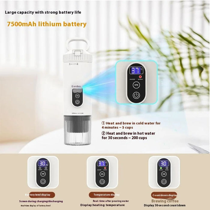 Portable Espresso Machine Wireless Electric Capsule Coffee Maker for Outdoor / Car / Home - White - 4