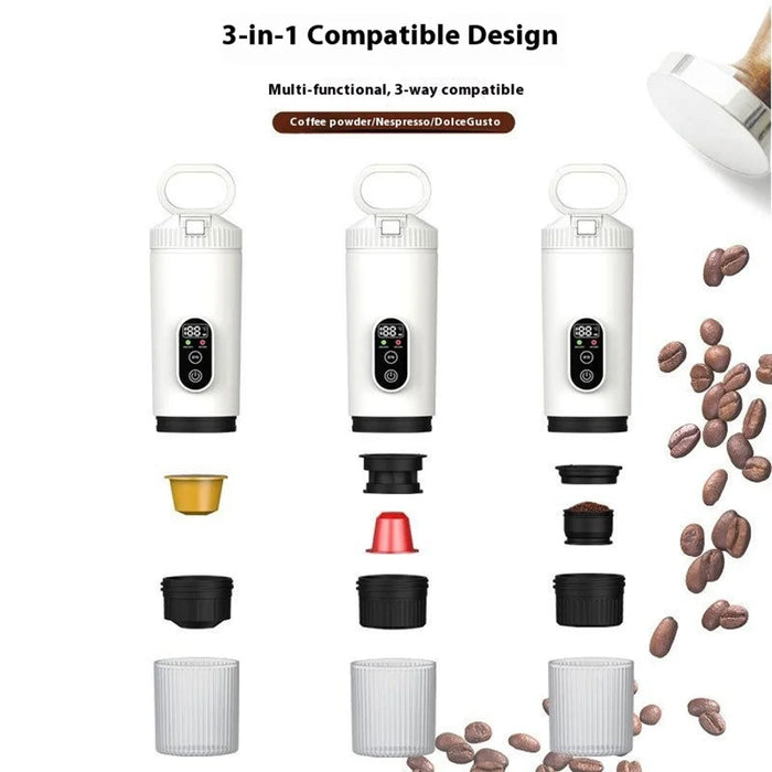Portable Espresso Machine Wireless Electric Capsule Coffee Maker for Outdoor / Car / Home - White - 5