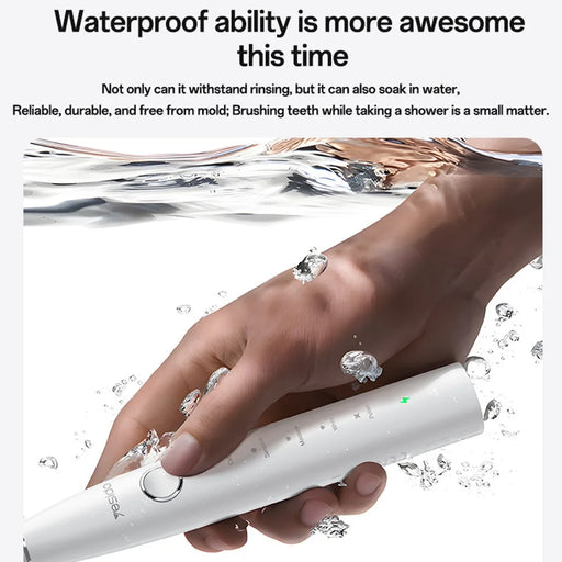 YESIDO MG24 IPX7 Waterproof Sonic Electric Toothbrush 38400 VPM Long Battery Ergonomic Handle - White - 2