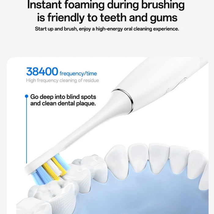 YESIDO MG24 IPX7 Waterproof Sonic Electric Toothbrush 38400 VPM Long Battery Ergonomic Handle - White - 5