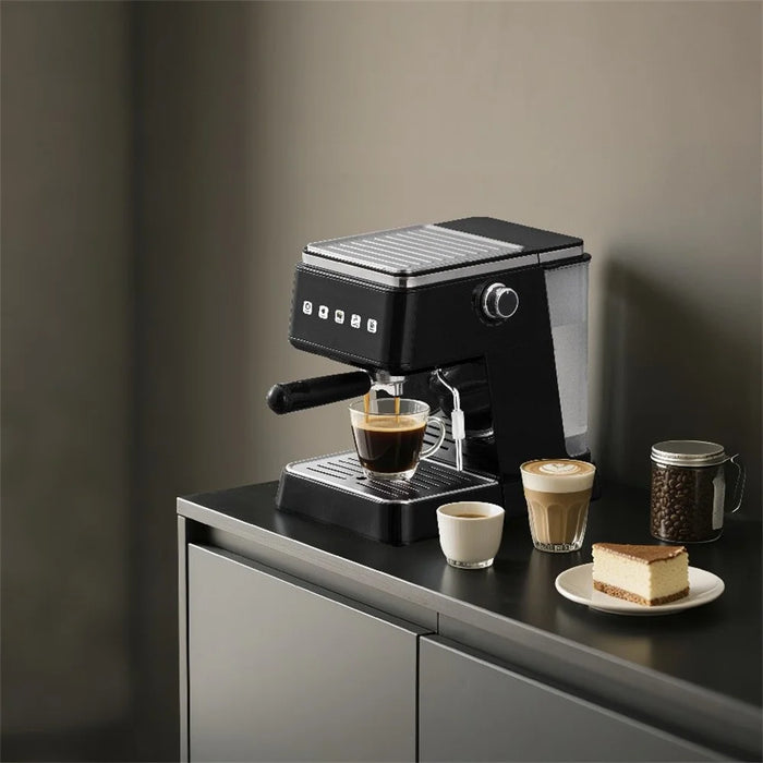 15.L Water Tank Semi-Automatic Concentrated Extraction Coffee Machine Touch Control Espresso Machine, EU Plug - Black - 5