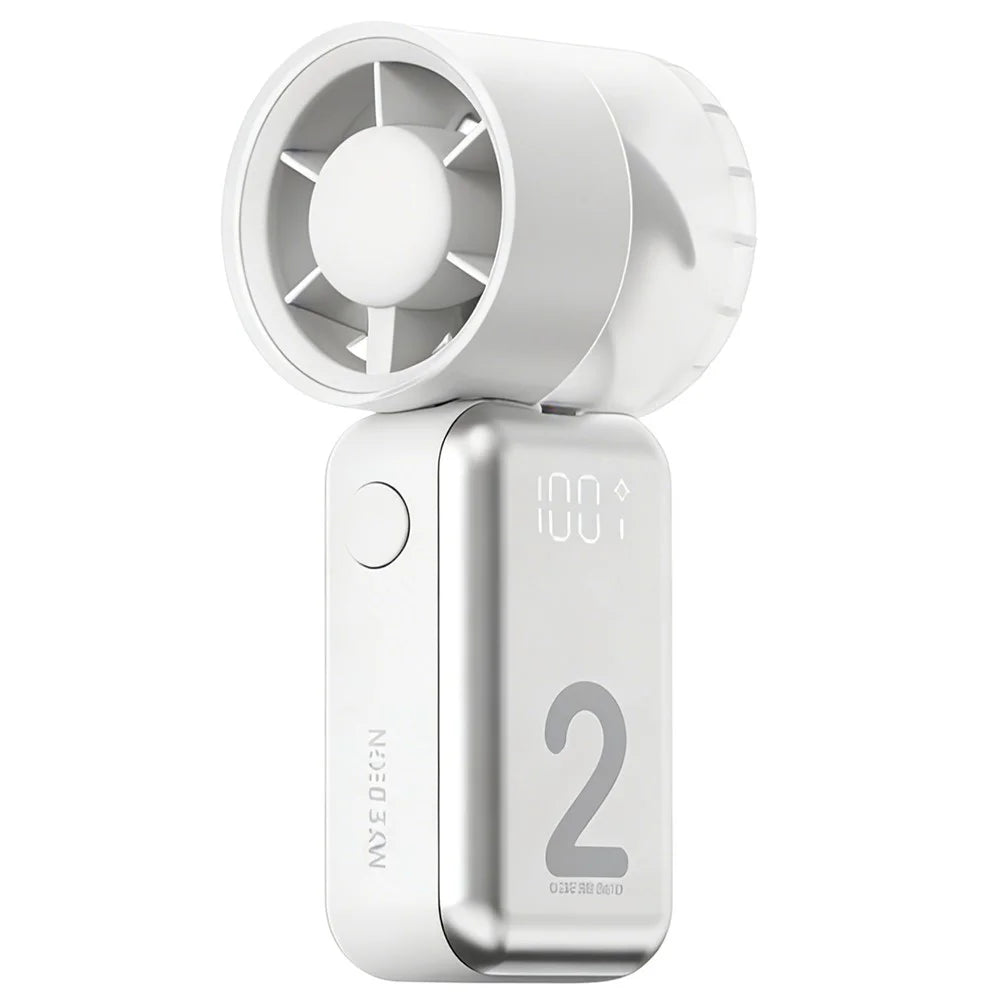 F96 Mini Handheld Fan 1600mAh USB Rechargeable 100 Speed Levels Portable Cooling Device - White - 1