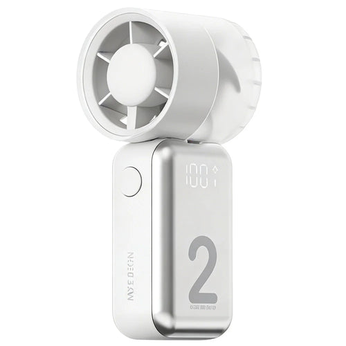 F96 Mini Handheld Fan 1600mAh USB Rechargeable 100 Speed Levels Portable Cooling Device - White - 1