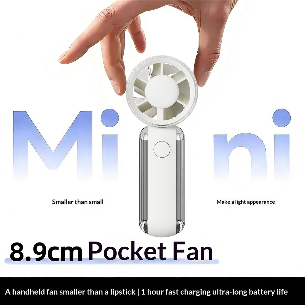 F96 Mini Handheld Fan 1600mAh USB Rechargeable 100 Speed Levels Portable Cooling Device - White - 4