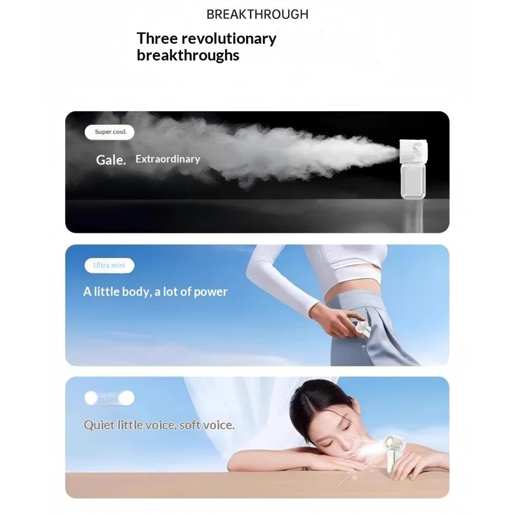 F96 Mini Handheld Fan 1600mAh USB Rechargeable 100 Speed Levels Portable Cooling Device - White - 6