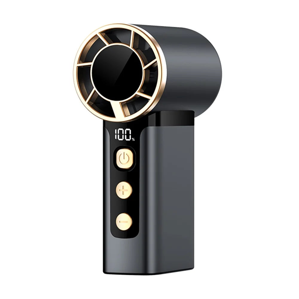 2688 Handheld High Speed Fan 120 Speed Adjustable LED Digital Display Cooling Fan for Outdoor Travel - Black - 1