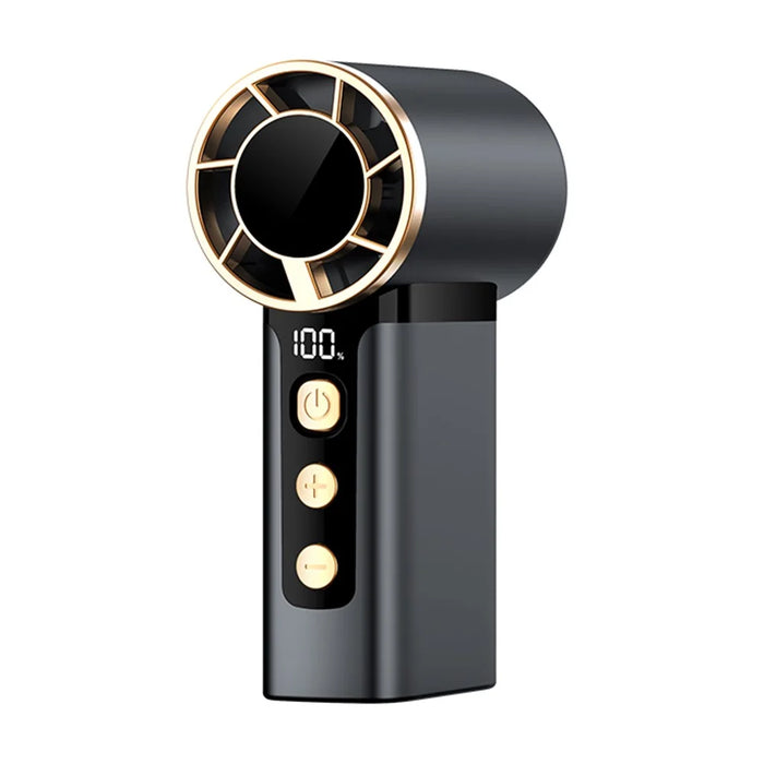 2688 Handheld High Speed Fan 120 Speed Adjustable LED Digital Display Cooling Fan for Outdoor Travel - Black - 1