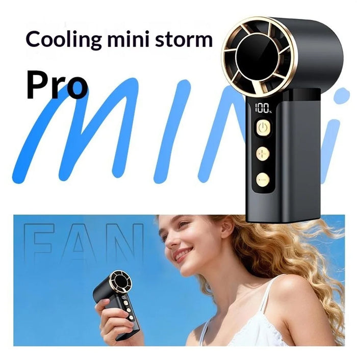 2688 Handheld High Speed Fan 120 Speed Adjustable LED Digital Display Cooling Fan for Outdoor Travel - Black - 2