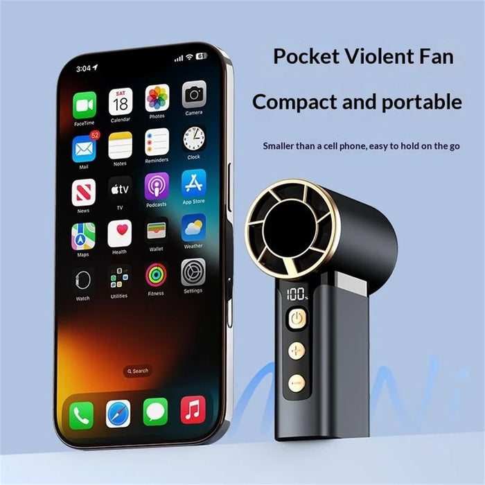 2688 Handheld High Speed Fan 120 Speed Adjustable LED Digital Display Cooling Fan for Outdoor Travel - Black - 4