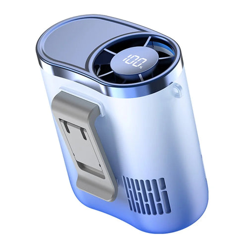 01 High Speed Waist Fan 100 Levels Adjustment 3000mAh Digital Display Portable Neck Fan for Outdoor Cooling - Blue - 1