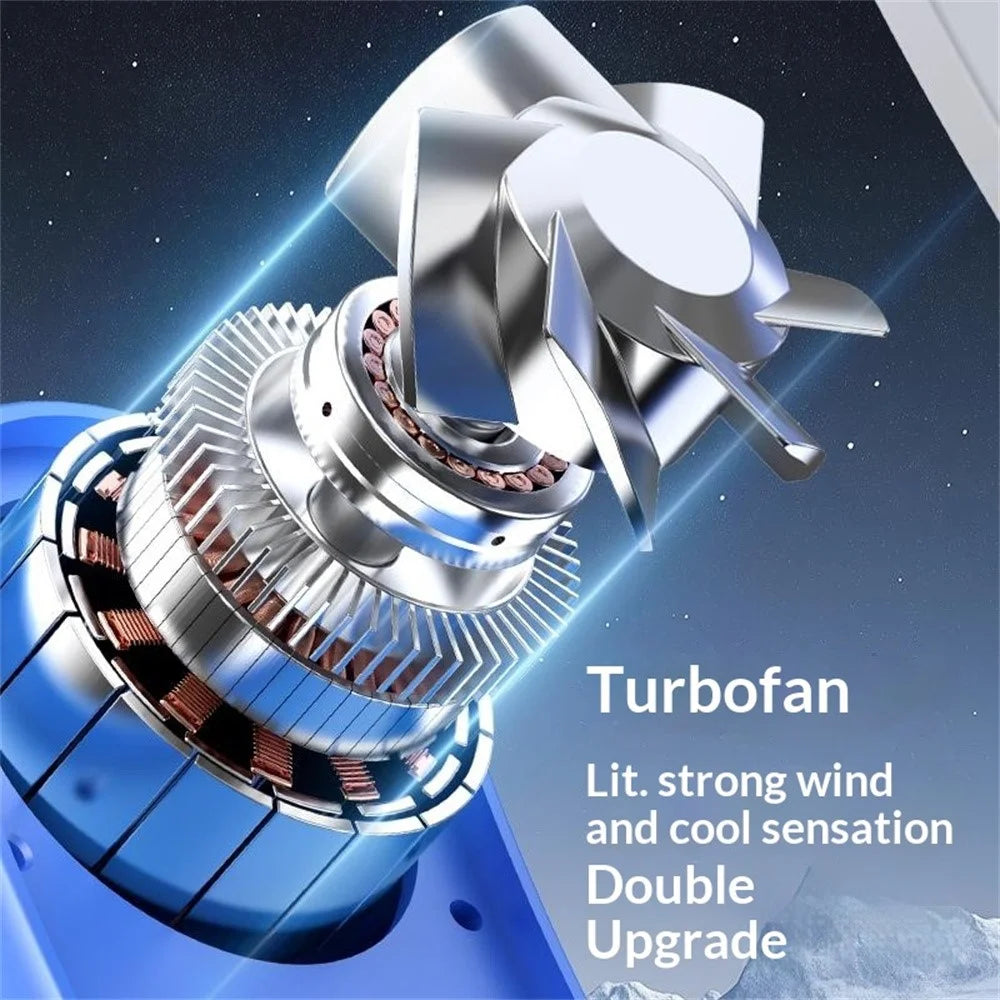 01 High Speed Waist Fan 100 Levels Adjustment 3000mAh Digital Display Portable Neck Fan for Outdoor Cooling - Blue - 4