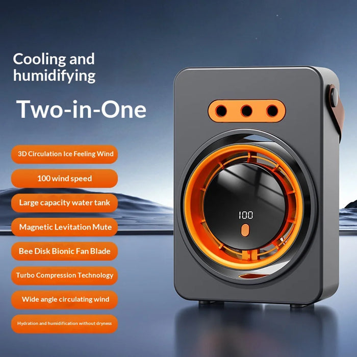 3 Holes Mist Fan USB Mini Desktop Fan Humidifier 100-Speed Adjustable Cooling Fan for Office Home - Gray - 2