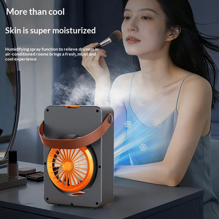3 Holes Mist Fan USB Mini Desktop Fan Humidifier 100-Speed Adjustable Cooling Fan for Office Home - Gray - 4