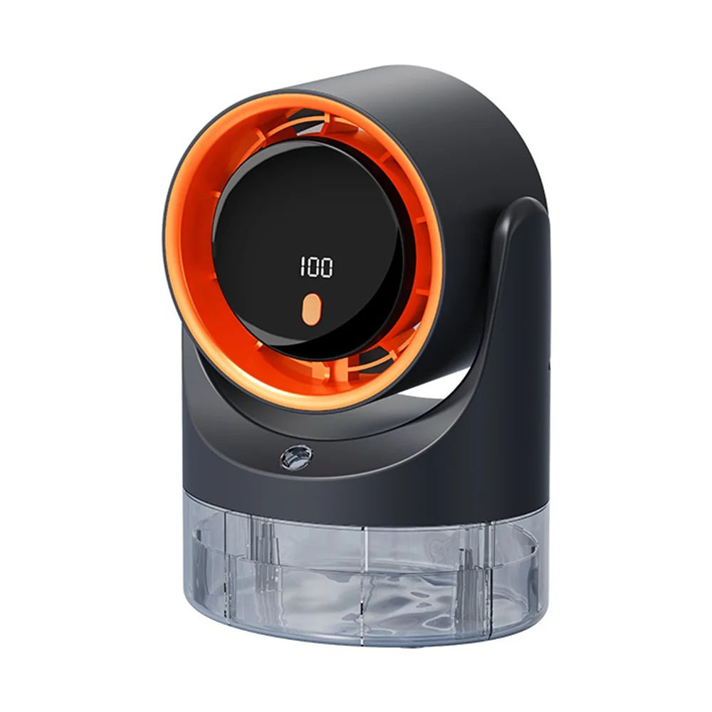 USB Portable Desktop Fan 450ml Water Tank Humidifier 100-Speed Cooling Mist Fan for Office Home - Gray - 1
