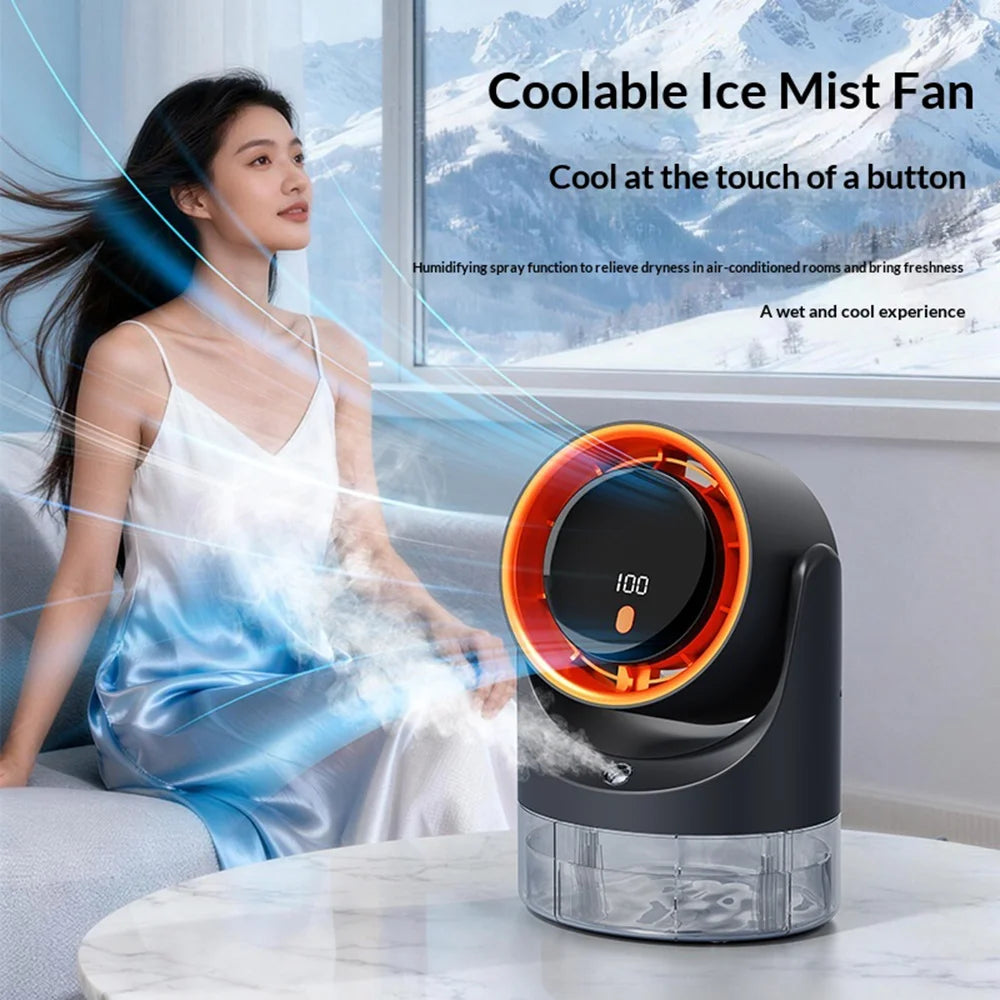 USB Portable Desktop Fan 450ml Water Tank Humidifier 100-Speed Cooling Mist Fan for Office Home - Gray - 3