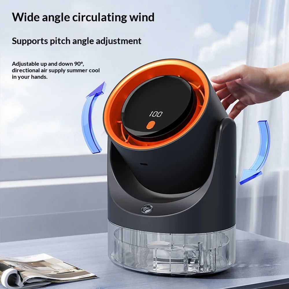 USB Portable Desktop Fan 450ml Water Tank Humidifier 100-Speed Cooling Mist Fan for Office Home - Gray - 4
