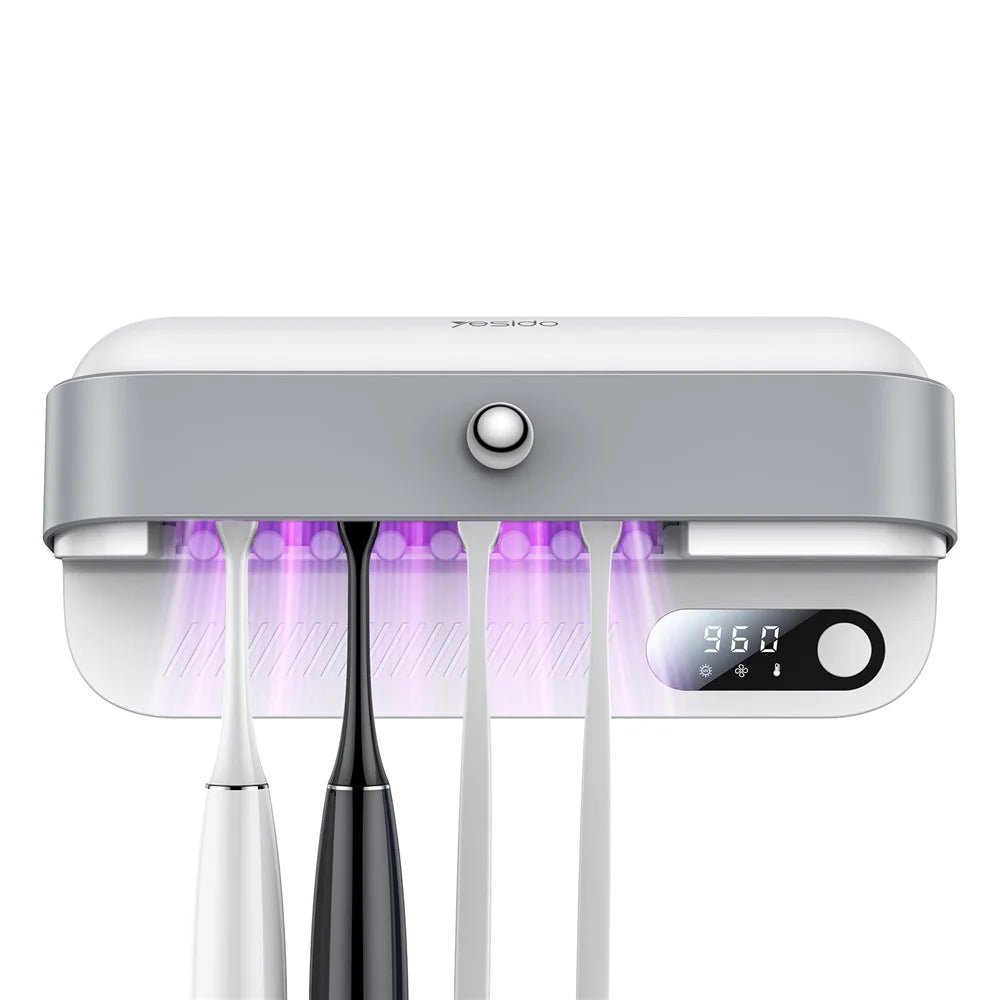 YESIDO MG32 UV Toothbrush Sterilizer Dryer Holder 4 Slots Wall Mount Digital Display Storage Sterilization Box for Bathroom - 1